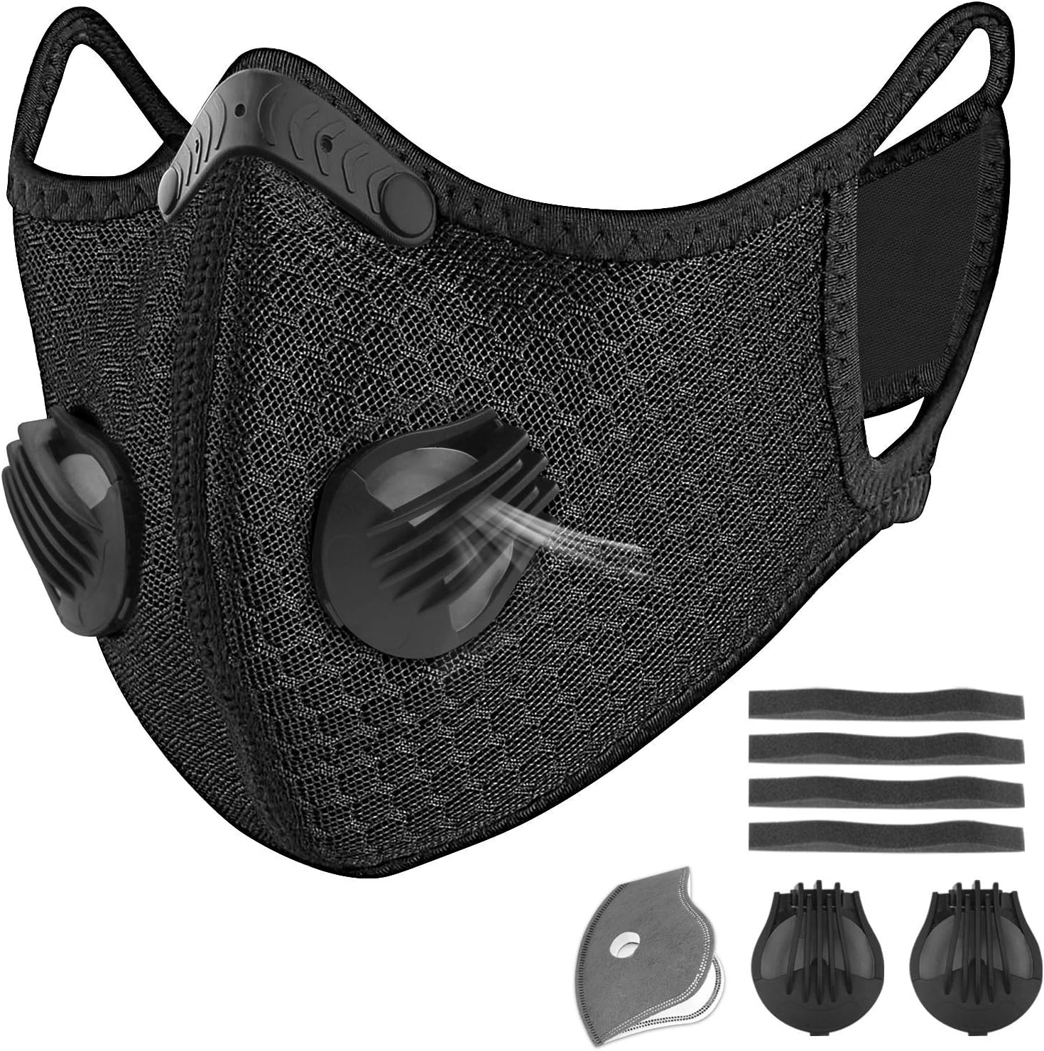 Dust Masks, UBRU Reusable Dust Mask for Woodworking Running Sanding Mowing Half Mask for Women Men Black (Black)
