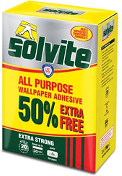 Solvite All Purpose Wallpaper Adhesive Decorator's Box 3 x 185g Sachets 50% Free