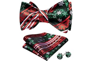YOHOWA Mens Christmas Self Tie Bow Tie Set Bowties Pocket Square Cufflinks Woven Tuxedo Party Xmas Holiday Festival Vacation