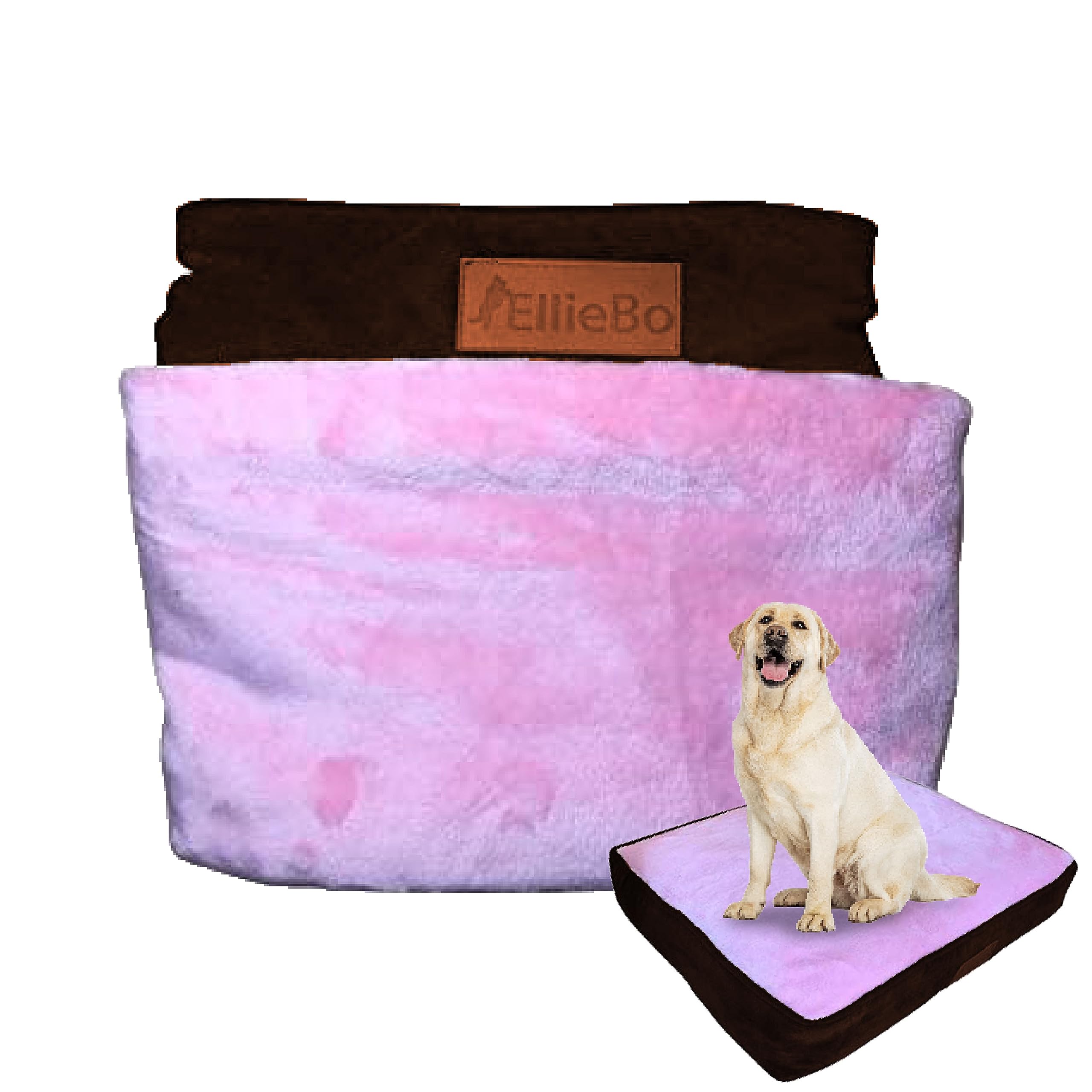 Ellie-Bo XL Dog Bed Cover for 42-inch Dog Cage/Crate - Brown Corduroy/Pink FauxFur