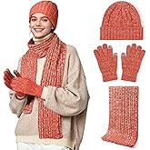 Braventure Gloves Hat Scarf Set: Women Men Warm Windproof Touchscreen Winter Glove Hats Scarfs with Gift Box for Cold Weather