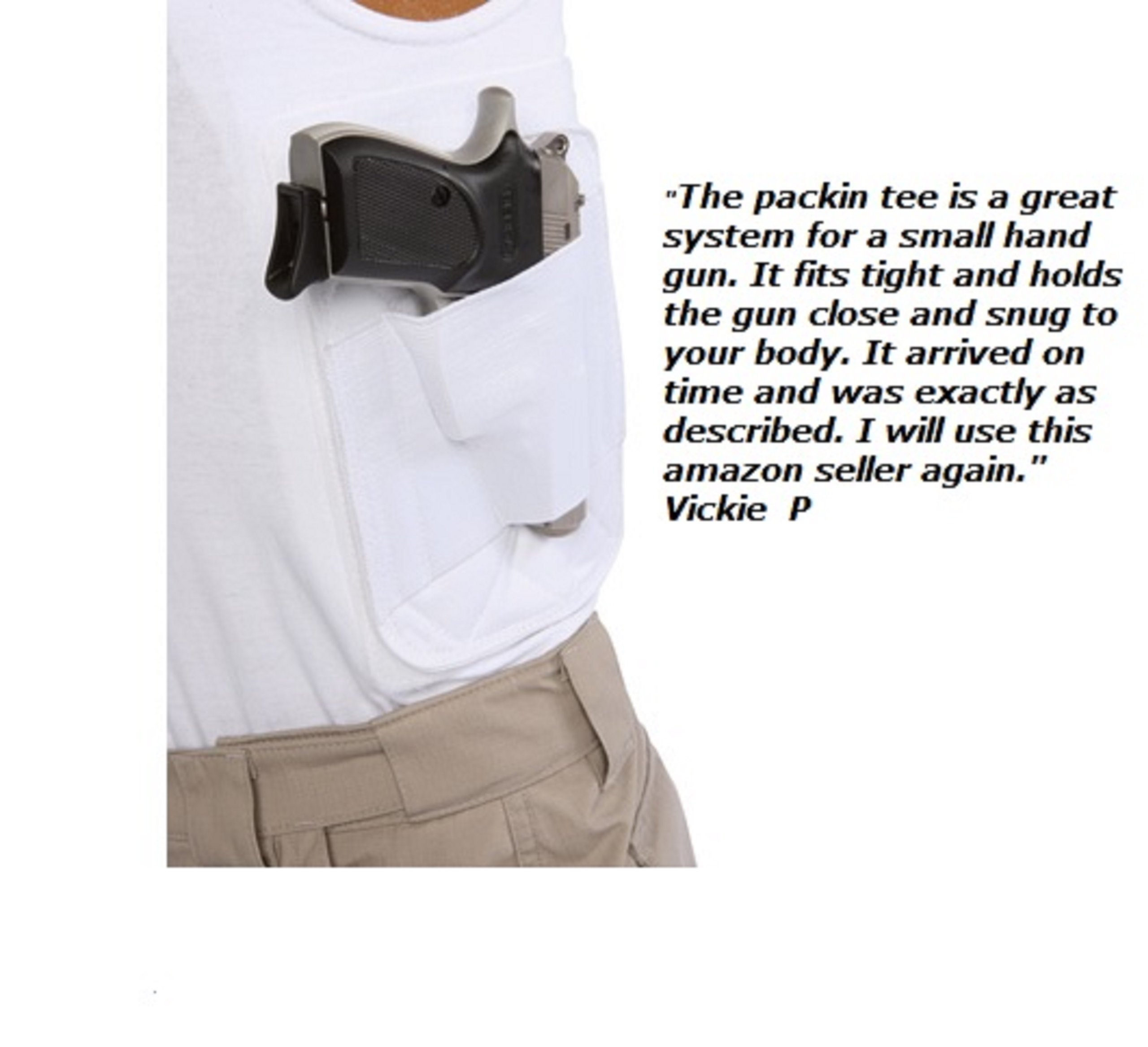 Packin Tee Holster Crew Neck Shirt / Shoulder Holster, Concealed Gun
