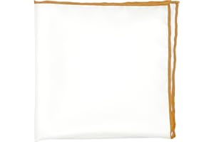 BELLUNO 100% Silk Pocket Square for Men, Silk Ivory White with Hand-Rolled Color Edge