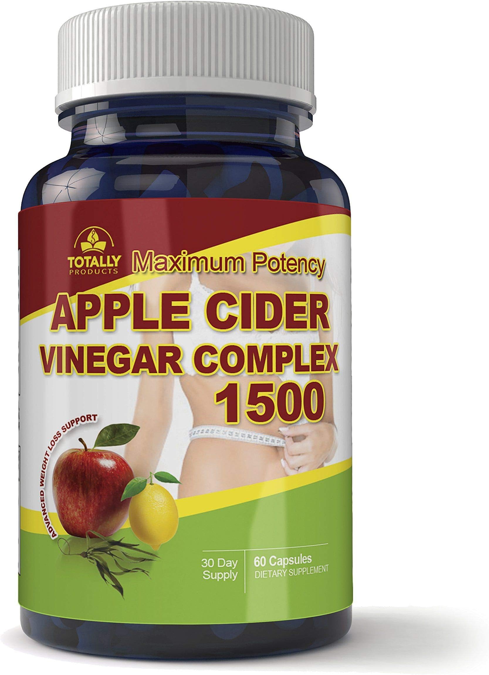 Maximum Potency 1500mg Apple Cider Vinegar Complex 60 Capsules - All Natural Weight Loss, Detox, Digestion & Circulation Support by Totally Natural Remedies