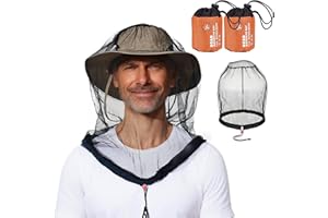 2Pack Mosquito Head Net, Extra Large & Long, Bug Net for Head with Storage Bag, Bug Insect Protection for Hiking Fishing Camp