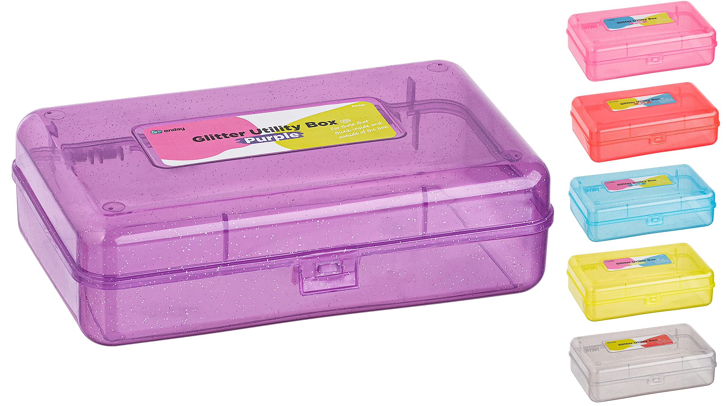 Photo 1 of Enday Plastic Pencil Box with Snap Closure Lids Purple, Small Utility Storage Crayon School and Office Supplies Case Organizer, Also Available in Glitter Pink, Green, Blue, Red and Grey, 1 Pc