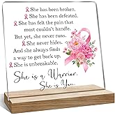 Inspirational Breast Cancer Survivor Gifts for Woman, Breast Cancer Warrior Desk Decorative Sign, 4x4 Inches