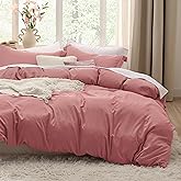 Bedsure Pink Clay Duvet Cover Queen Size - 3 Pieces Prewashed Cotton-Like Extra Soft Bedding Set, Includes 1 Duvet Cover 90x90 Inches with Zipper Closure & 2 Pillow Shams, Comforter Not Included