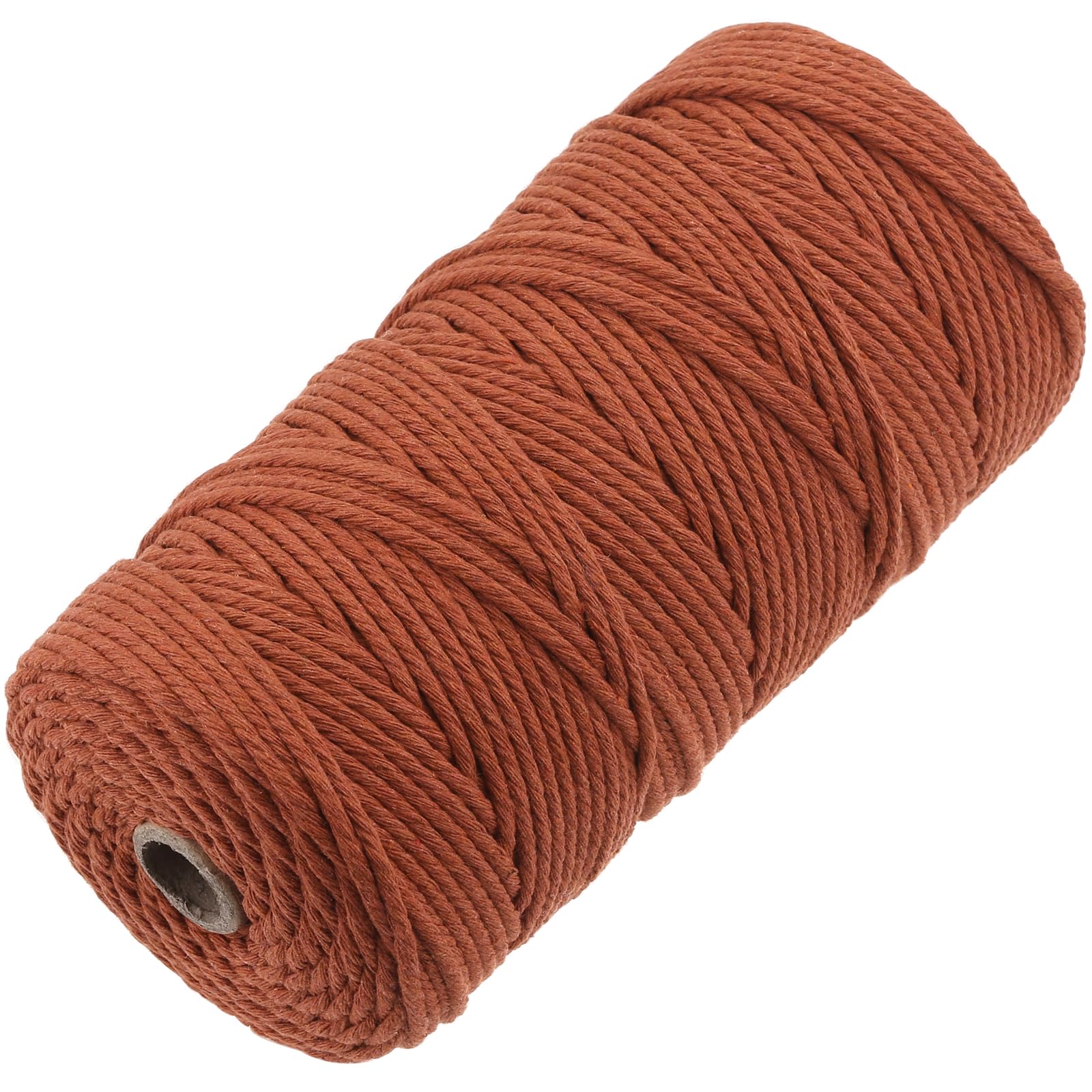 GOHOF Macrame Cord 3mm x 150m Premium Cotton Macrame Rope, 4 Strand Twisted Soft Cotton Cord, One of The Most Perfect Materials for Macrame Art, Cotton String Without Chemicals (Reddish Brown)