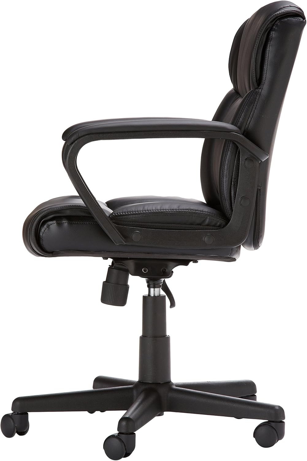 Basics Leather-Padded, Adjustable, Swivel Office Desk Chair with Armrest, Black: Furniture & Decor