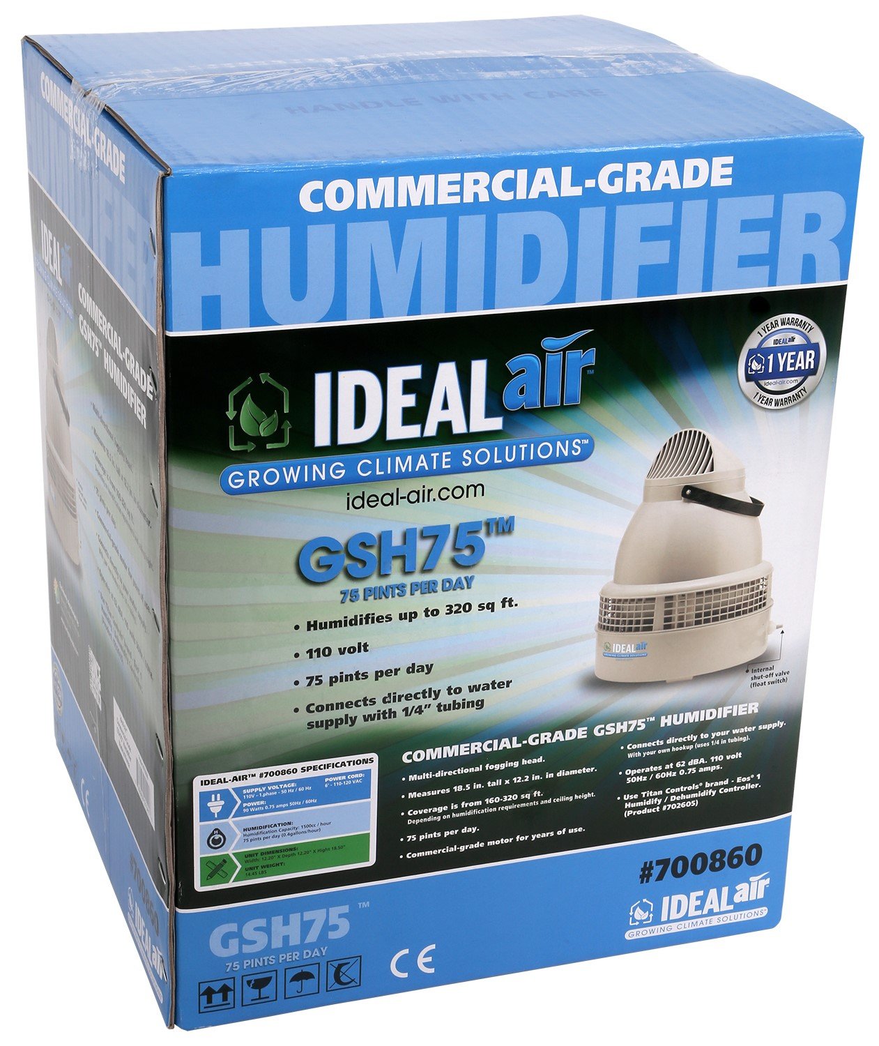 Commercial Grade Humidifier with Multi-Directional Fogging Head, Indoor Plant Humidifier for Large Rooms, 75 Pints