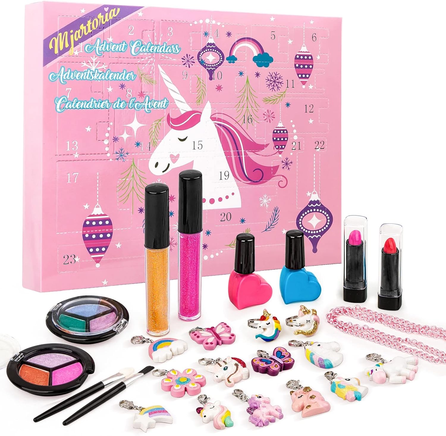 Advent Calendars - MJartoria Advent Calendar 2023 Girls, Unicorn Jewelry Makeup Advent Calendar 24 Days Christmas Countdown-with Lipstick, Unicorn Necklaces Bracelets Jewelry Gifts for Teens Girls Kids