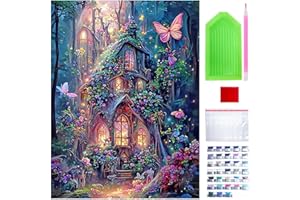 Diamond Art Painting, DIY Treehouse Round Diamond Painting Kits for Adults Beginners, Crystal Rhinestones for Home Wall Decor