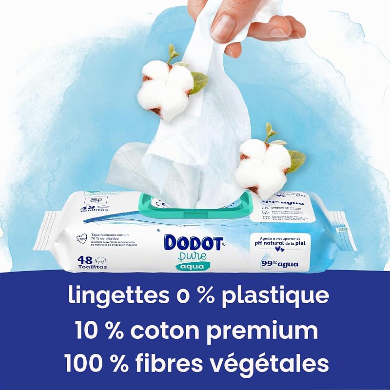 Lingettes Pure Aqua pour bébé, 99% eau, 100% fibres d'origine végétale, 864 Lingettes, 18 paquets (18 x 48)