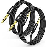 HOSONGIN 1/4 Inch TRS Instrument Cable 3.3ft 2-Pack [Nylon Braided Shielded], 1/4 in TRS Male to Male Plug Stereo Audio Cord, Quarter Inch 6.35mm Balanced Interconnect Line - 3.3 feet