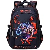 MSKYWU Boys Backpack Elementary School Bookbag Waterproof Durable Sturdy Kids Schoolbag Casual Travel Daypack (2-Black-game)