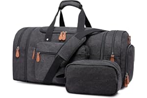 Sucipi Duffle Bag for Men Canvas Travel Duffel Bag 43L Overnight Carry on Bag with Shoe Compartment Weekender Bag with Toiletry Bag for Airplanes