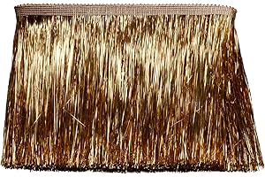 AMZTKDIY Tinsel Fringe Trim Tinsel Fringes 5 Yards 6Inch/8Inch for Clothing Accessories DIY Craft Latin Stage Dress Shiny Foil Effect Party Decor (Gold, 6 Inch)