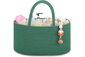 COMSE Baby Diaper Caddy Organizer, Diaper Basket, Baby Car Organizer, Diaper Change Organizer, Portable Tote Bag with Divider, Baby Shower Gifts Newborn Essentials Registry Must Have, Dark Green