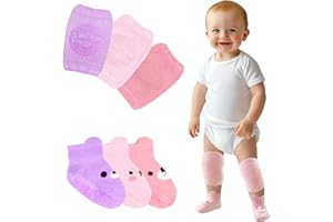 Anti-Slip Baby Knee Pads and Socks Set for Crawling and Walking (6 Pairs, 6-24 Months)