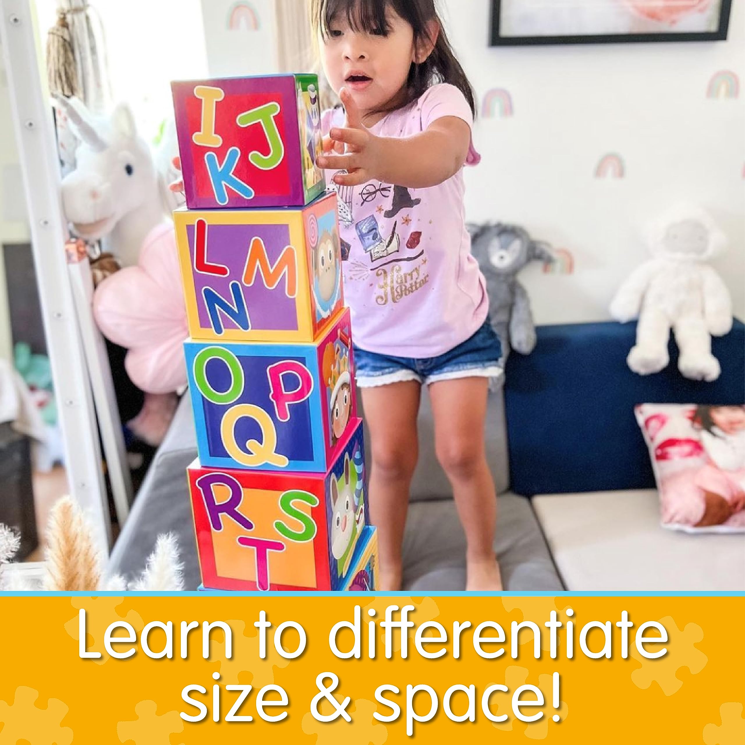 Learning Journey International LLC Play & Learn - Stacking Cubes - STEM Toddler Toys & Gifts for Boys & Girls Ages 12 Months and Up - Mind Building Developmental Learning Toy, Multi (100257)
