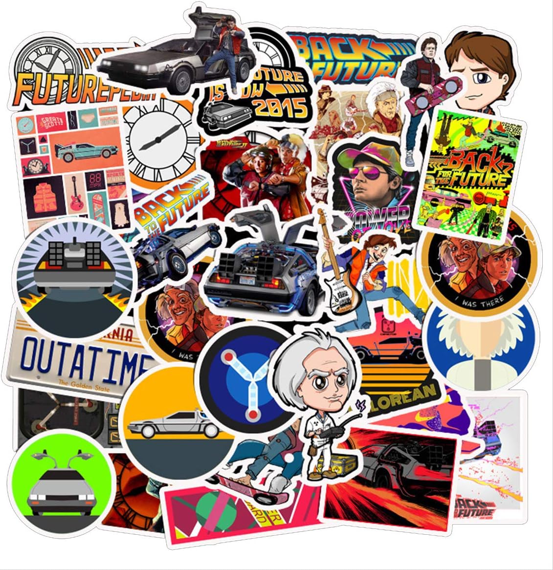 Back to The Future Fans Stickers Bottle Water L 50pcs for