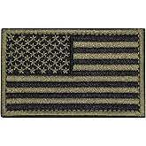 U-LIAN USA Flag Patch Embroidered American Flag Tactical Patch Hook and Loop Fastener Backing Emblem (Black+Army Green)