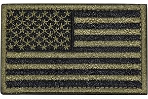 U-LIAN USA Flag Patch Embroidered American Flag Tactical Patch Hook and Loop Fastener Backing Emblem (Black+Army Green)