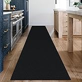 KOZYFLY Washable Runner Rug 2x12 ft Hallway Kitchen Runner Rugs with Rubber Backing Non Slip Entryway Runner Indoor, Extra Long Carpet Runners for Hall Kitchen Entryway, Black