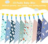 Lanjue Baby Bandana Dribble Bibs 10-Pack Cotton Bibs Adjustable Snaps Blue view 3