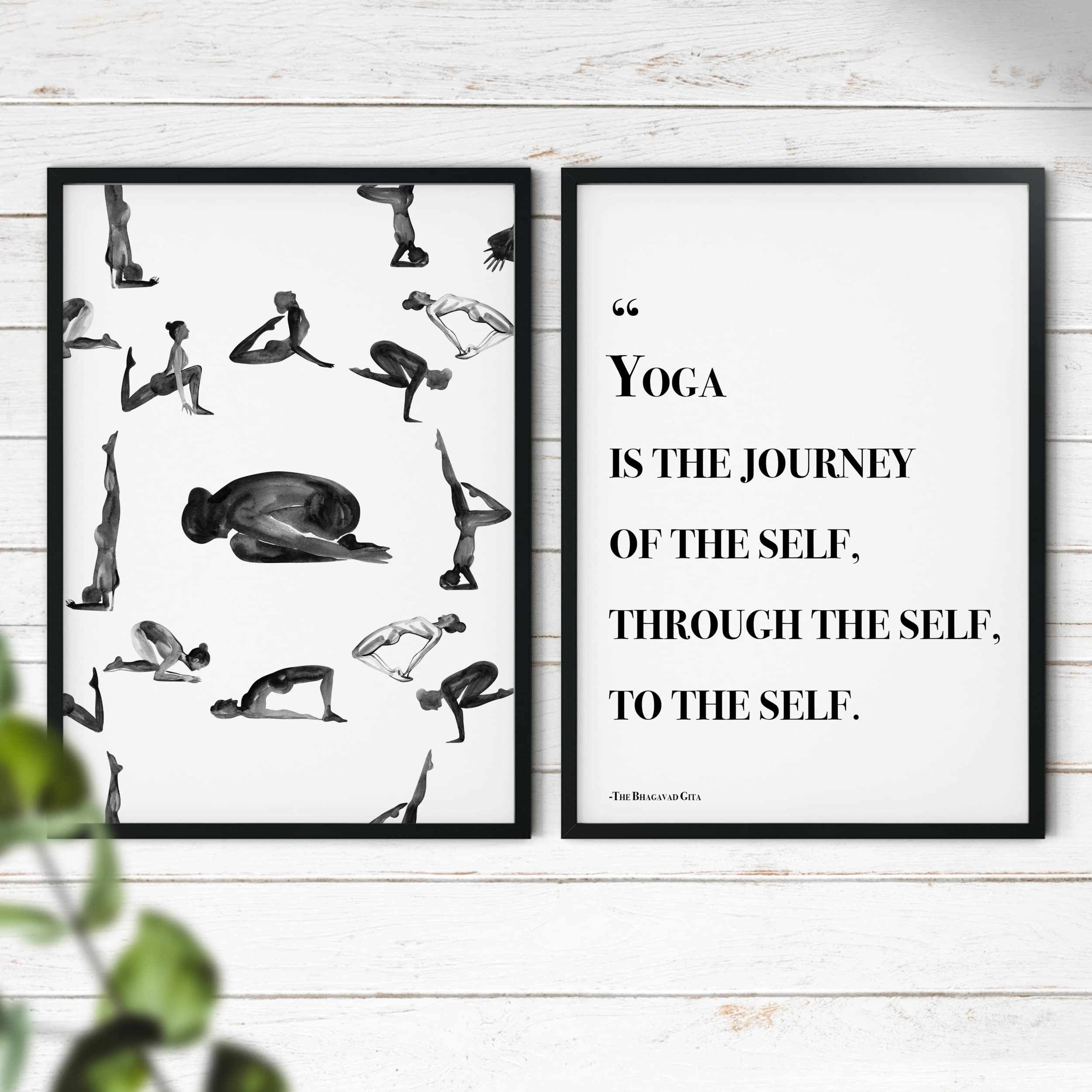 Hygge Creations (Pack of 2 Quote | Positivity Print | Yoga Wall Art-A4 White Frame Without Mount