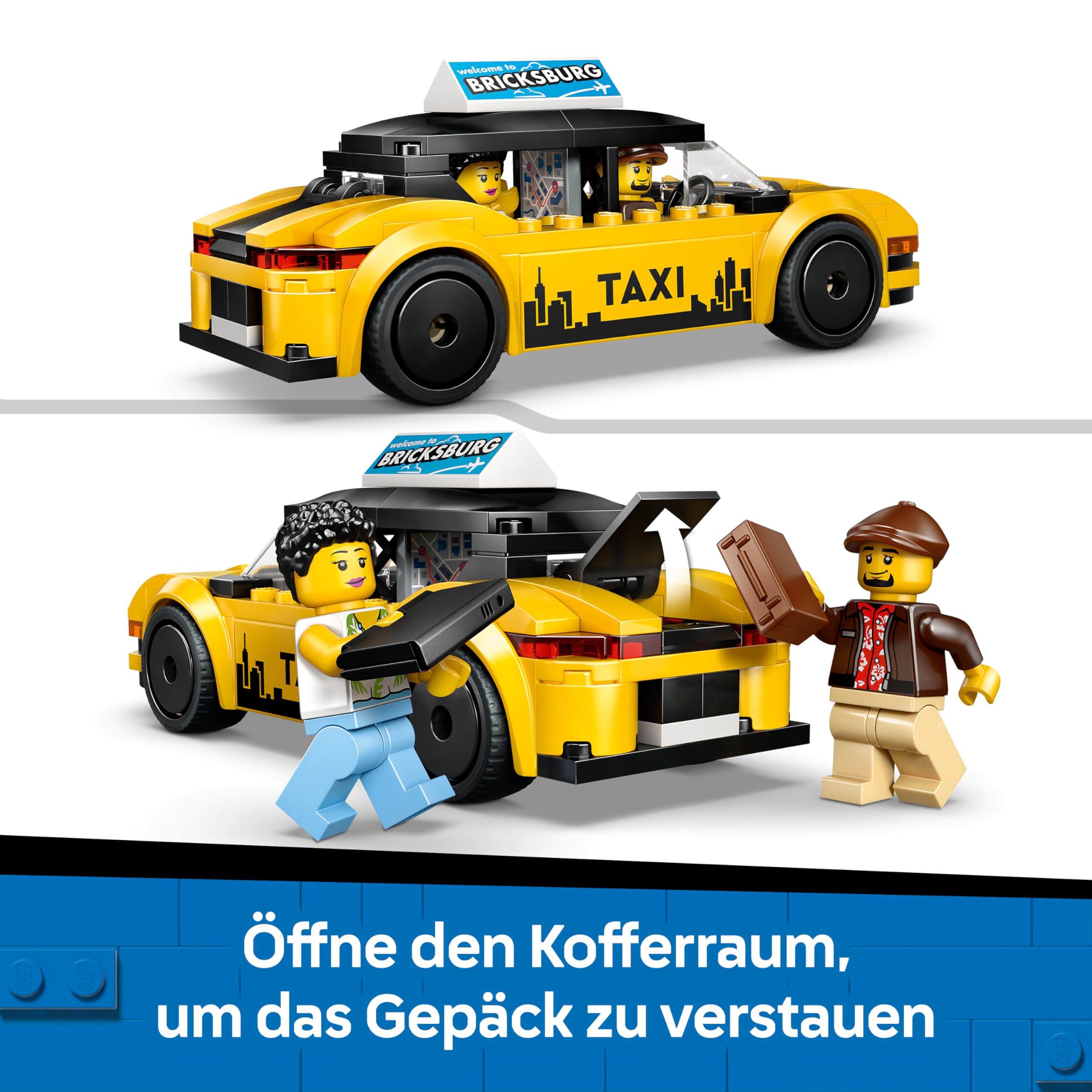 LEGO City Gelbes Taxi - Spielzeug Auto - Modellbau mit 2 Minifiguren, abnehmbares Dach - Spielset zur Förderung der Feinmotorik - Geburtstagsgeschenk für Jungen ab 5 Jahren - 60487 4