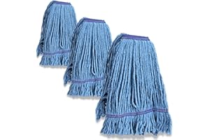 HIPANSIL 3 Packs Commercial Mop Head Replacement, Mop Heads Replacements – Heavy Duty Commercial Floor Cleaning – Super Absorbent Cotton, Durable & Washable – Ideal for Cleaning Service Companies & Homeowners