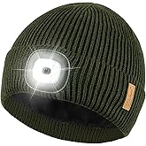 Etsfmoa Unisex Hat with Light,Fleece Lined Beanie Warm Knit Hat,Gifts for Men Women,Rechargeable LED Cap