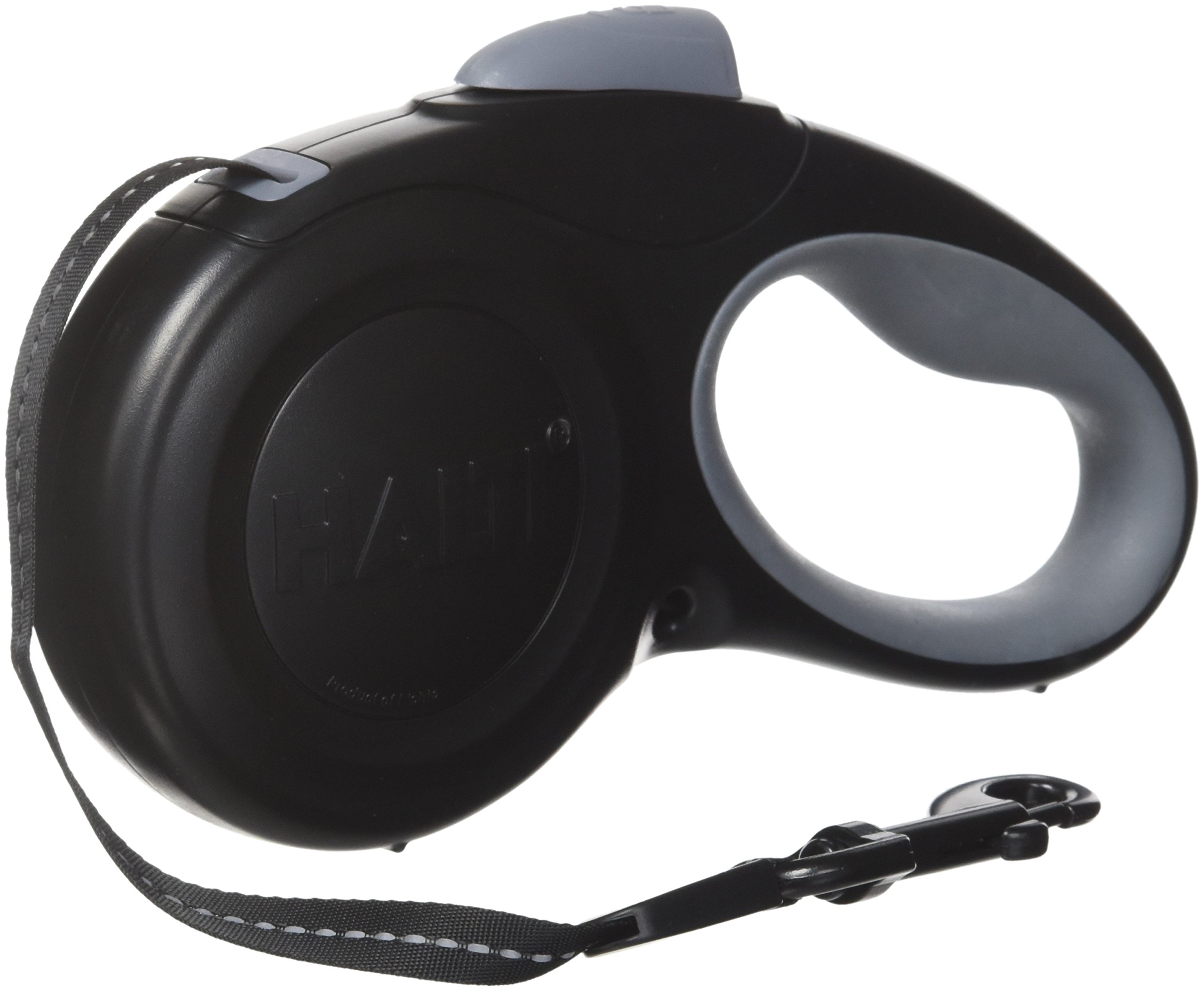 HALTI Retractable Lead for Dogs, Size Medium Black 3m, Strong & Reflective Extendable Leash, Soft Gel Grip Handle, Easy to Use Brake & Lock, For Small, Medium & Large Dogs