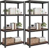 SONGMICS Set of 2 Shelving Units 40x80x160 cm Rustic Brown Black GLR044B12