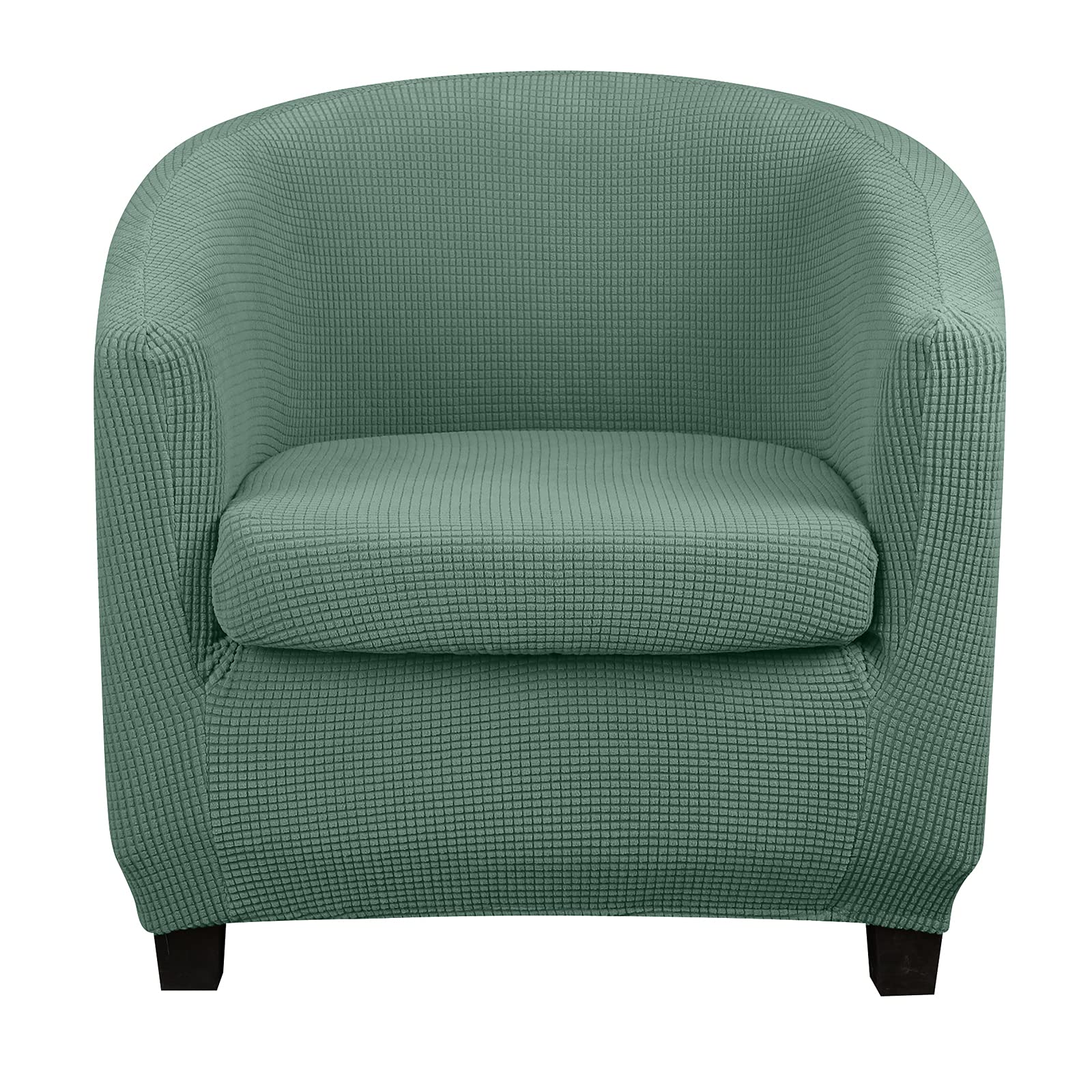 Photo 1 of Lellen Club Chair Slipcover with Seat Cushion Cover Round Tub Accent Armchair Cover Reusable Sofa Stretch Covers for Living Room Bedroom Office Dining Room Barrel Chair Protector?Cyan Suit ?
