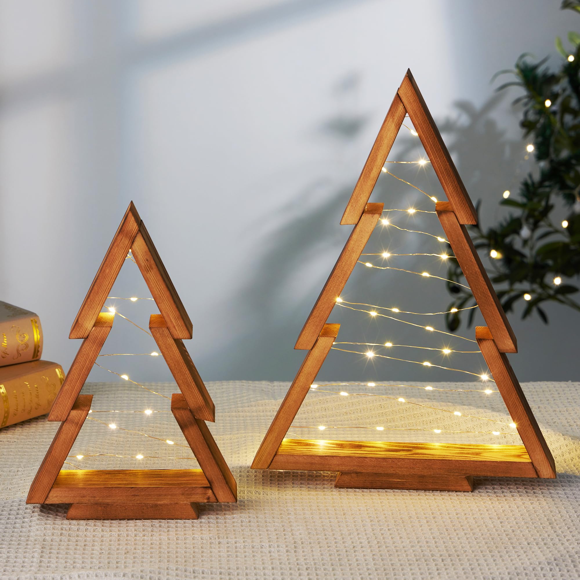 Soonow christmas decorations wooden christmas tree tabletop christmas