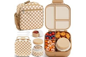 Fimibuke Kids Bento Lunch Box w/ 8.5oz Thermo Food Jar, Insulated Lunch Bag | Leak Proof 3-4 Compartments 60oz Toddler Lunch Food Container with Utensils, Sauce Cup for School Boys Girls, Dishwasher Safe