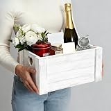 Wickerfield Large White Wash Wooden Box Gift Basket Storage Crate view 3