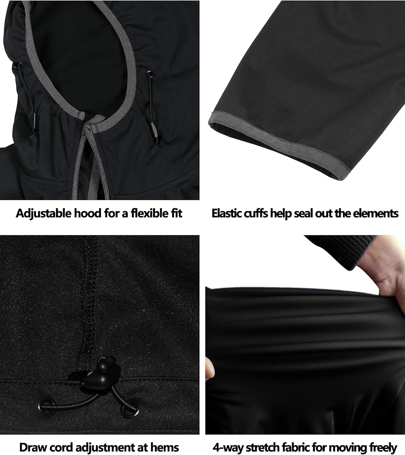 Little Donkey Andy Men's Lightweight Windbreaker, Softshell Jacket with Hood for Running Travel Hiking : Clothing