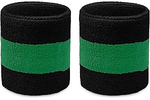 COUVER Terry Cloth 2 Colors Stripes Terry Striped Wristbands Wrist Sweatband for Men Women Boys Girls, 1 Pair