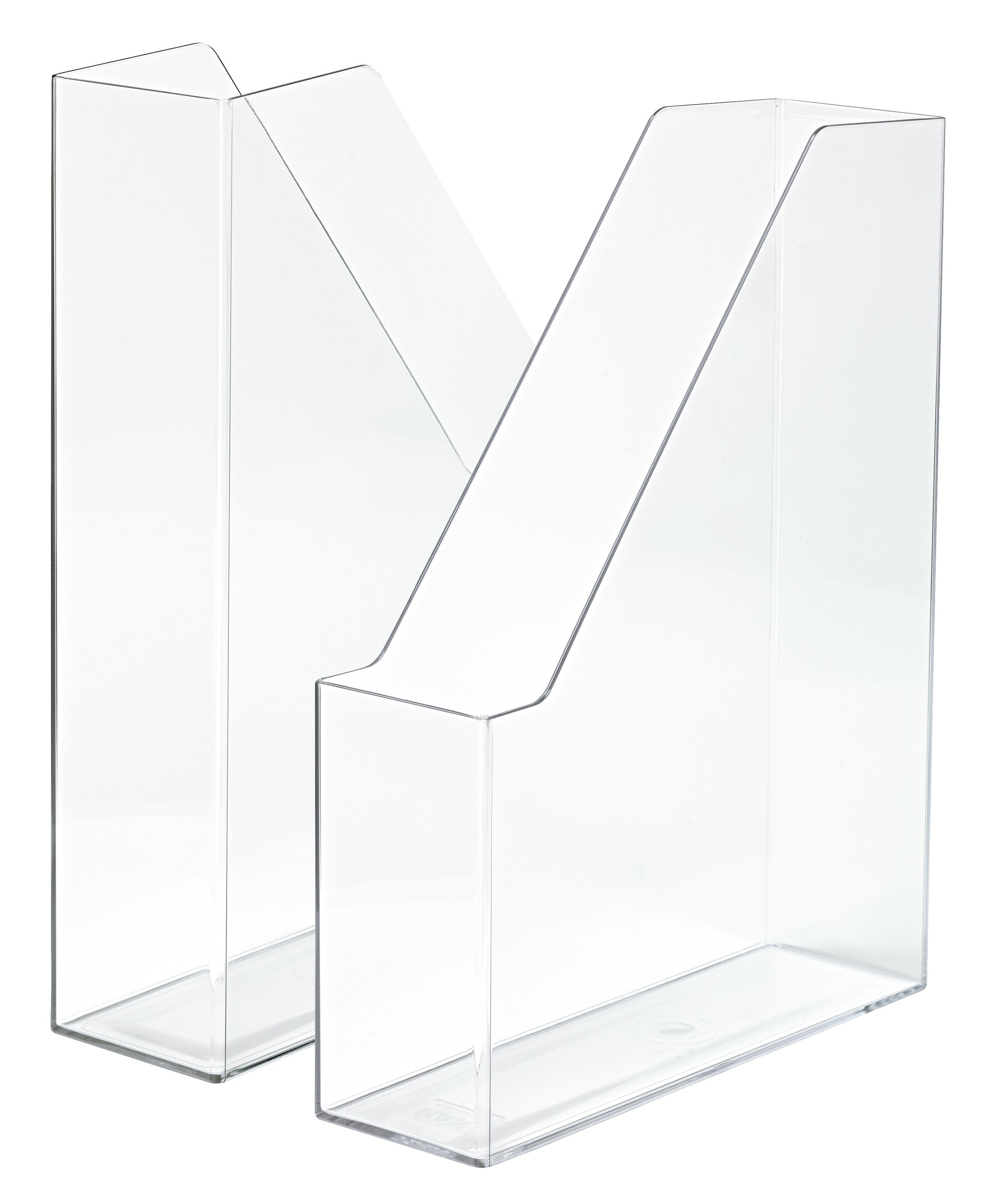 HAN i-Line 16501-23 Magazine File Pack of 2 Elegant Modern High-End Magazine File for Notebooks, Magazines and Folders up to A4/C4 Format Transparent Crystal Clear