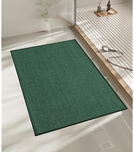 MontVoo - Tapete De Baño Con Base De Goma, Antideslizante, De Secado Rápido, Absorbente, Fina, Para Debajo De La Puerta, De Gamuza Sintética, Para Ducha, Bañera, Color Rosa Polvo, 16 X