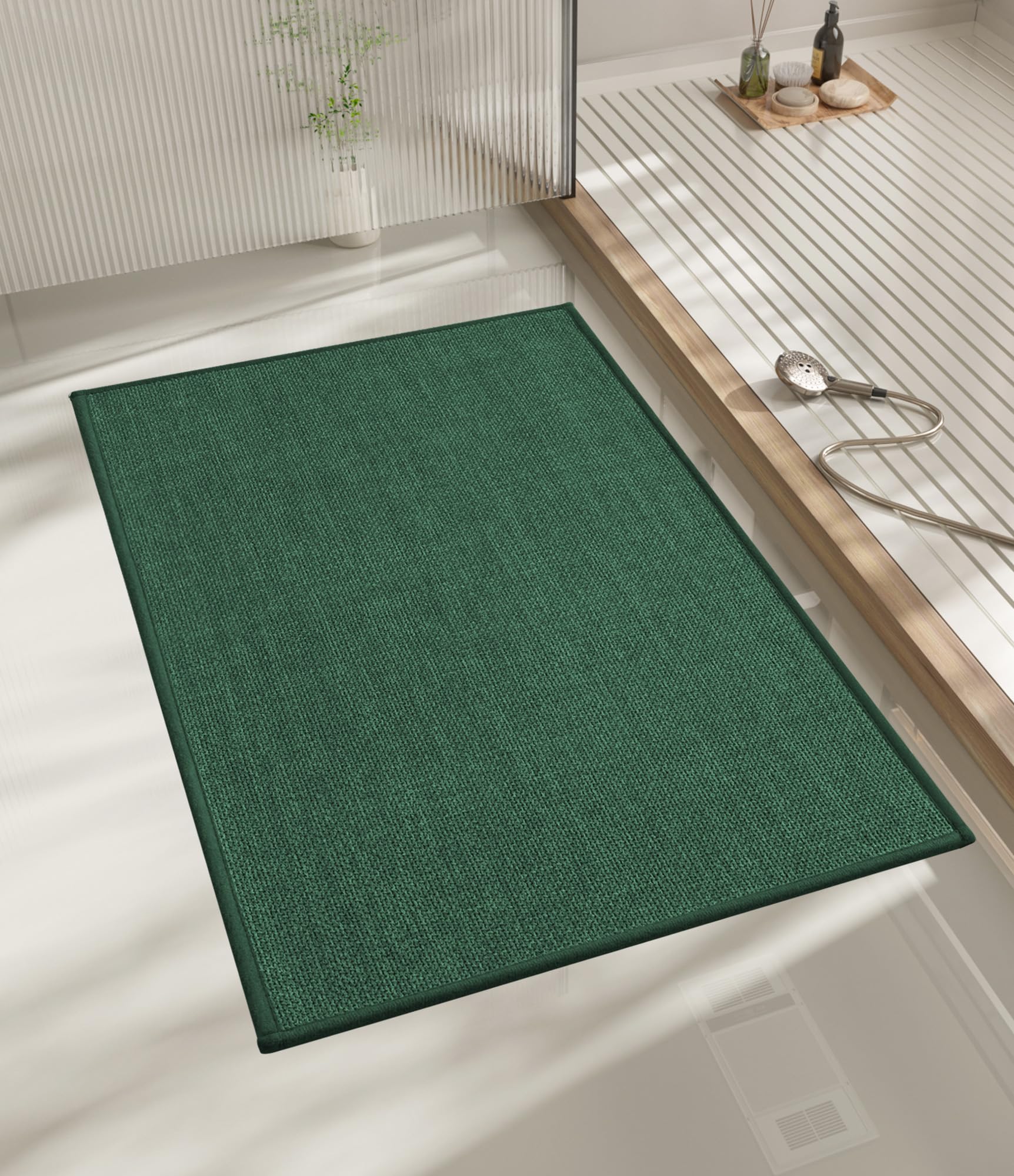 Photo 1 of chakme Bathroom Rugs Mat 24x17, Ultra Thin Non Slip Bath Mat Small Quick Dry Absorbent Bath Mat for Bathroom Floor, (Green, 24"x17")