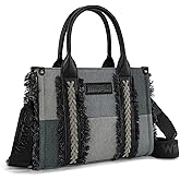 Montana West Wrangler Tote Bag for Women Canvas Woven Top Handle Handbags with Guitar Strap Retro Purse Boho Shoulder Bag