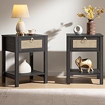 ◇SACWORKS/NIGHT TABLE SIDE TABLE Amazon.com: SICOTAS Nightstand Set of 2 - Rattan Decor