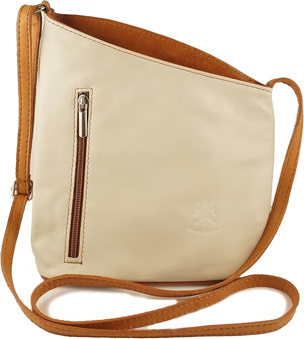Italian Bag Company Womens Vera Pelle Small Trapezoidal Shoulder Cross