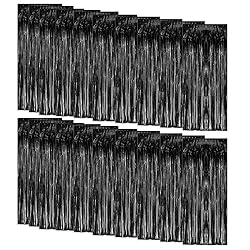 20 Pack Foil Curtain Backdrop Black Metallic Tinsel
