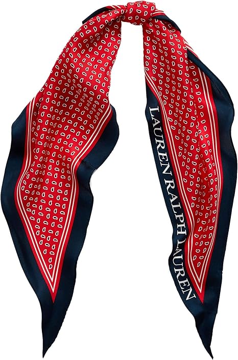 Lauren Ralph Lauren Women`s Grace Silk Scarf (SportingRed(LF0123-625)/Navys, One Size) at Amazon 